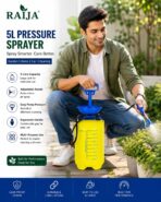 RAIJA 5 Litre Manual Pressure Sprayer Pump for Gardening, Plant Watering, Car Washing & Pest Control | Adjustable Nozzle | Heavy Duty Hand Pump Sprayer | Leak-Proof Tank - Image 4