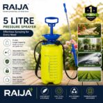 RAIJA 5 Litre Manual Pressure Sprayer Pump for Gardening, Plant Watering, Car Washing & Pest Control | Adjustable Nozzle | Heavy Duty Hand Pump Sprayer | Leak-Proof Tank - Image 2