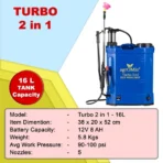 Turbo 2-in-1 Battery & Manual Agriculture Sprayer Pump - (16L Tank), Knapsack Sprayer for Agriculture, Gardening & Sanitizing | 12Vx8AH Battery | Includes Videos & Guides - with 1 Month Warranty - Image 3