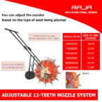 Hand Push Manual Seeder – Multi-Crop Seed Planter for Paddy, Maize, Groundnut, Soybean, Sunflower, Cotton, Beans | 13 Seed Wheels & Adjustable 12-Tooth Nozzle for Precision Sowing - Image 3