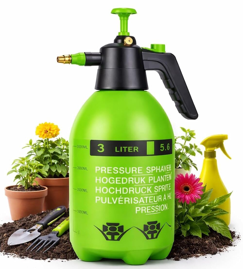 61AzVW6gSpL RAJA 3 Litre Hand Pressure Water Sprayer Pump | Manual Garden Spray Bottle with Adjustable Brass Nozzle | Multipurpose Water Sprayer for Plants, Gardening, Home Cleaning, Car Washing & Disinfection - Image 1