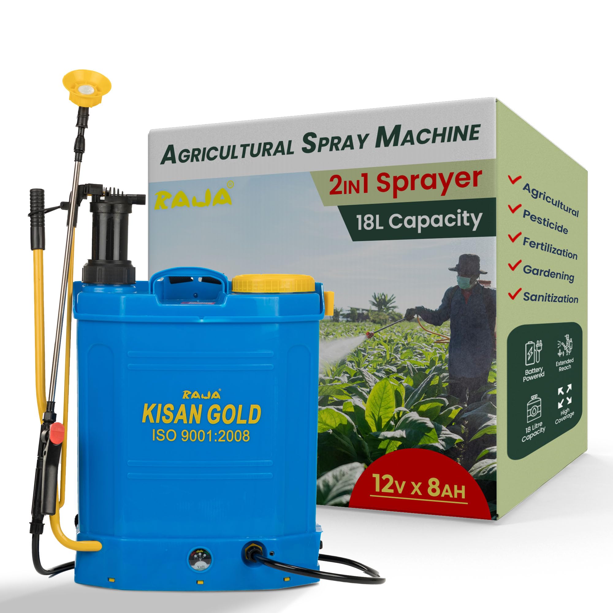 71UDOJL+JCL Raja Kisan Gold 18L 2-in-1 Agricultural Spray Machine – Battery Powered & Manual - Image 1