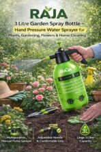 RAJA 3 Litre Hand Pressure Water Sprayer Pump | Manual Garden Spray Bottle with Adjustable Brass Nozzle | Multipurpose Water Sprayer for Plants, Gardening, Home Cleaning, Car Washing & Disinfection - Image 2