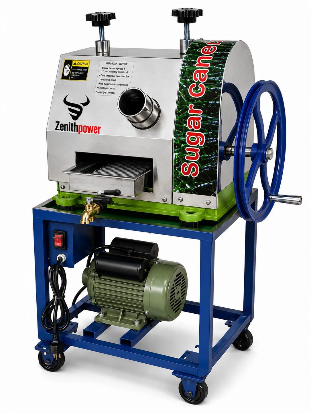 WhatsApp Image 2026-07-25 at 2.11.19 PM Zenithpower Commercial Electric Sugarcane Juicer Machine with Heavy Duty Motor & Stand – Stainless Steel Sugar Cane Crusher & Juice Extractor - Image 1